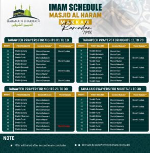 ramadan 2025 taraweeh schedule